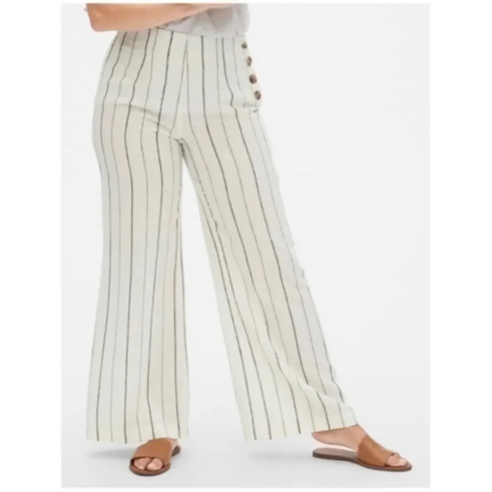 GAP Black and White High Rise Line ‎ Wide Leg Stripe Pant Size 14